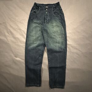 Vintage 90s Gitano Mom Jeans Womens 12 High Rise Tapered Forest Green Wash Denim